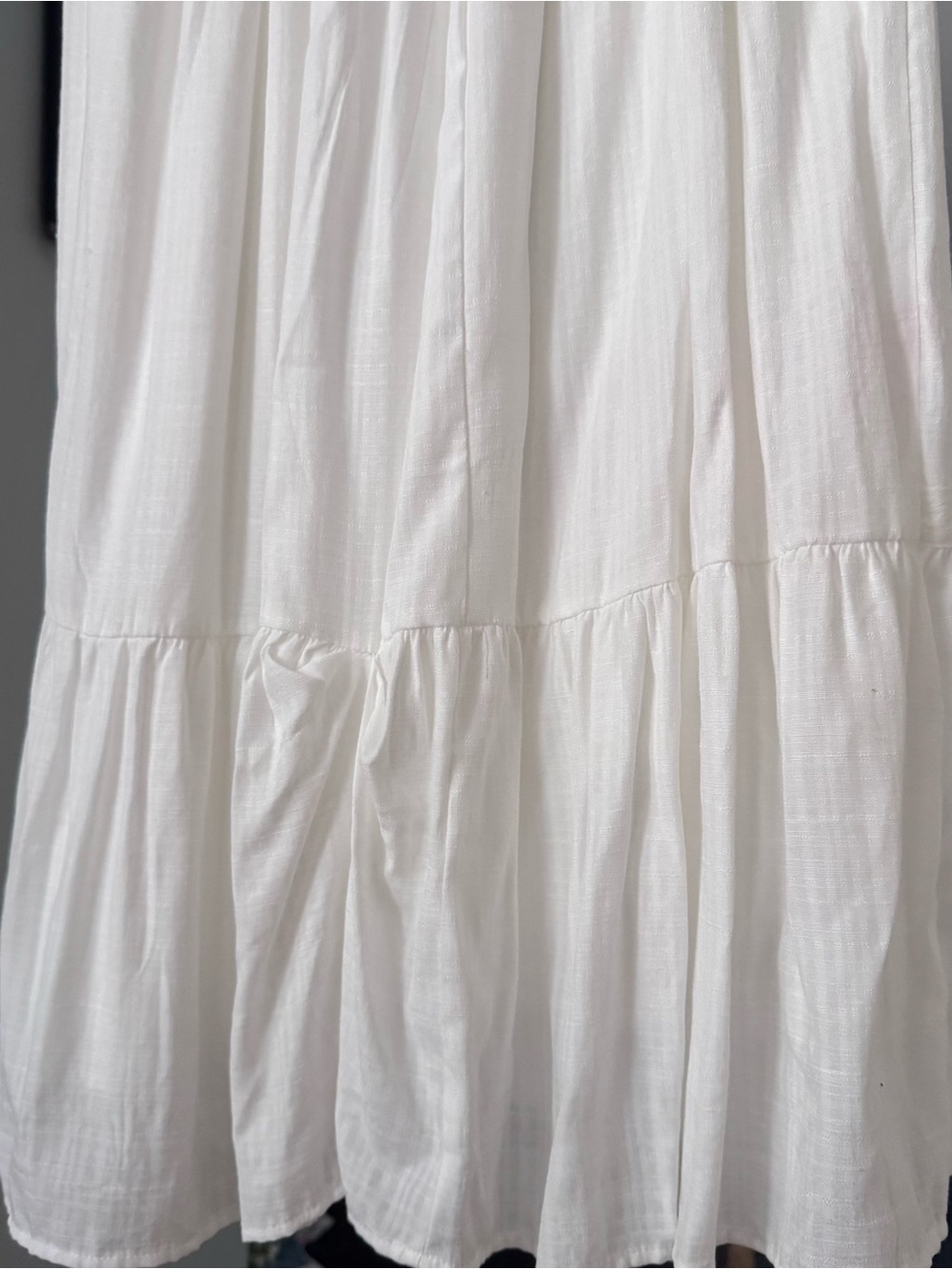 White Boho Dress prarie maxi lace wires v neck short sleeve long size l - Picture 7 of 10